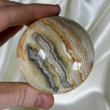Load image into Gallery viewer, 10.4oz Banded Calcite & Agate “Creamsicle” Sphere