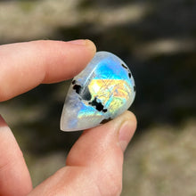 Load image into Gallery viewer, Rainbow Moonstone with Tourmaline Cabochon H