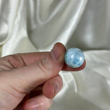 Load image into Gallery viewer, Baby Blue and Sea Green Chatoyant Larimar Sphere