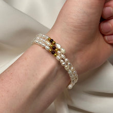 Load image into Gallery viewer, Wraparound Pearl + Garnet Beaded Bracelets