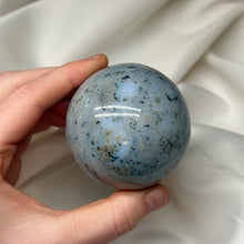 Load image into Gallery viewer, Dusty Baby Blue Sea Jasper Sphere