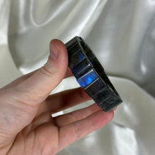 Load image into Gallery viewer, Blue Flash Labradorite Beaded Stretch Bangle