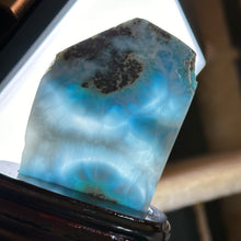 Load image into Gallery viewer, AAA Larimar Cobra Carving with Custom Stand - Collector’s Piece