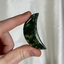 Load image into Gallery viewer, Moss Agate Moon Carving L