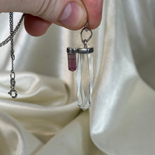 Load image into Gallery viewer, Sterling Silver AAA Clear Quartz with Pink Tourmaline Pendant