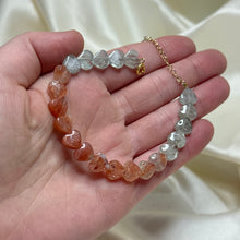 Load image into Gallery viewer, Aquamarine and Sunstone Heart Bracelet (adjustable 7”-8.5”)