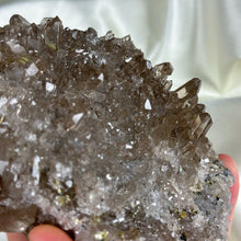 Load image into Gallery viewer, XL Double-Sided Smoky Quartz Cluster with Golden Rutile 1lb 6oz