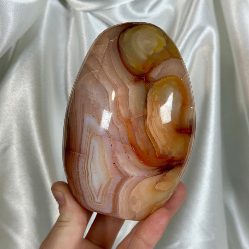 “Portal” Peachy Striped Carnelian Freeform