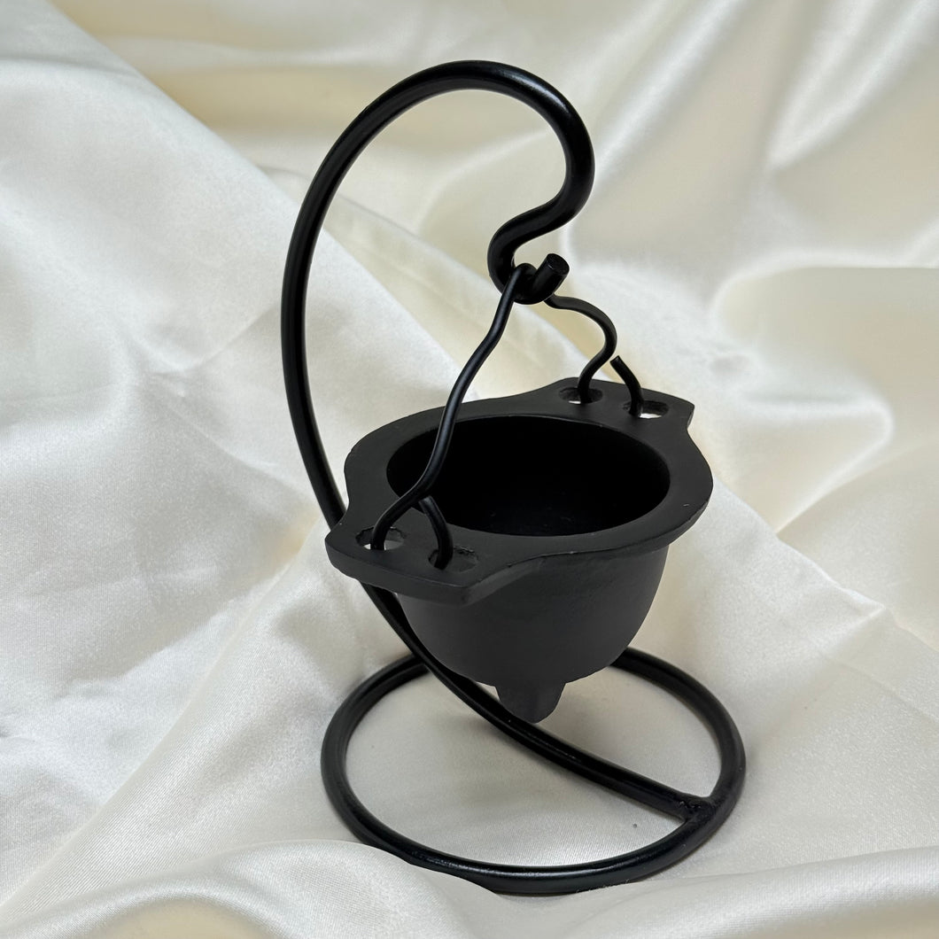 Iron Cauldron and Holder