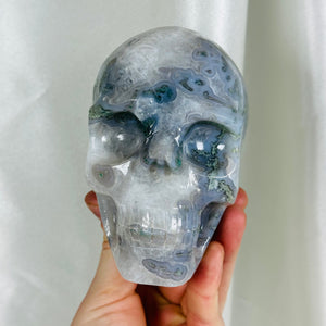 XL Moss Agate Skull Carving (2lb 10oz)