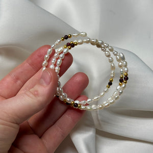 Wraparound Pearl + Garnet Beaded Bracelets