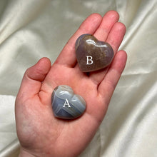 Load image into Gallery viewer, Agate &amp; Blue Rose Quartz Heart Carvings (choose your own)
