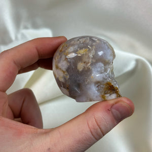 Flower Agate Skull Carving C