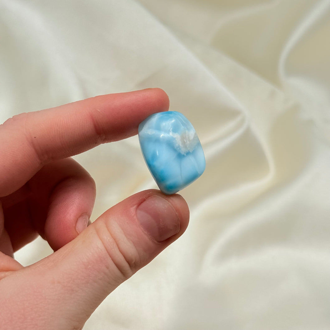 Top Quality Larimar Tumble with Amazing Chatoyancy B