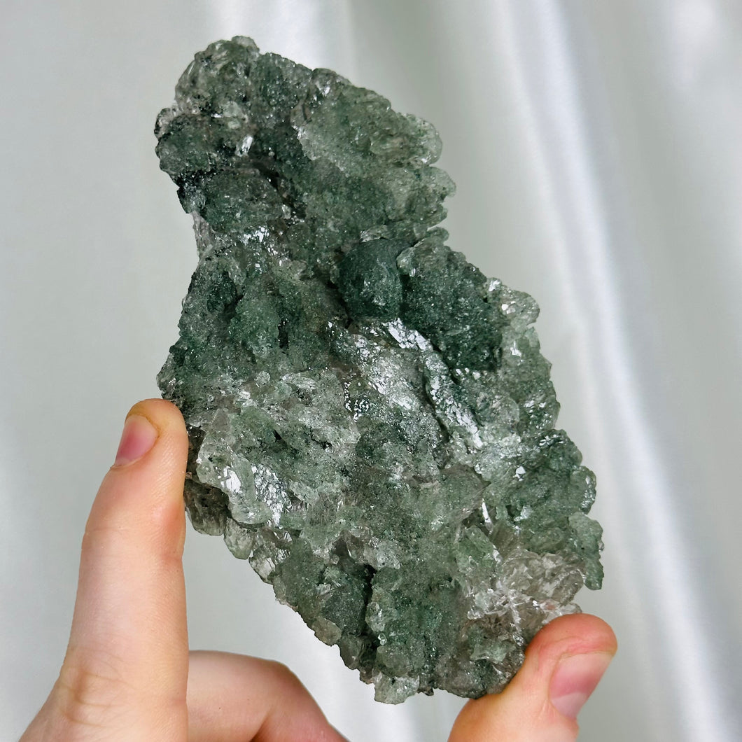 Lustrous Chlorite-Encrusted Himalayan Quartz Cluster-Plate