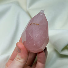 Load image into Gallery viewer, Rose Quartz Faceted Flame Carving B
