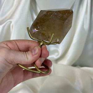 Partially Polished Elestial Citrine Freeform on Stand