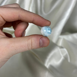 Vibrant and Chatoyant Larimar Sphere