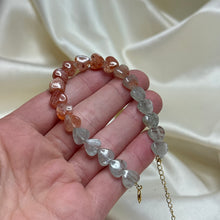 Load image into Gallery viewer, Aquamarine and Sunstone Heart Bracelet (adjustable 7”-8.5”)
