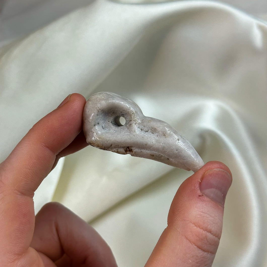 Plume Agate Raven Skull Carving