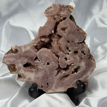 Load image into Gallery viewer, XL Pink Amethyst / Hematite in Quartz Slab on Stand
