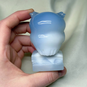 Blue Chalcedony Owl Carving