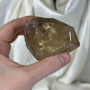 Partially Polished Elestial Citrine Freeform on Stand