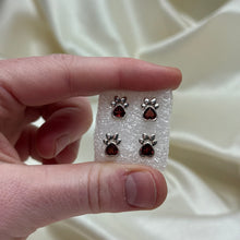 Load image into Gallery viewer, Sterling Silver Garnet Paw Studs
