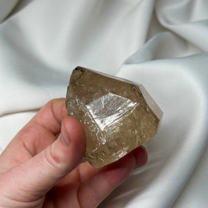 Partially Polished Natural Citrine Tower with Rainbows