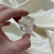 Load image into Gallery viewer, Rainbow-Filled Clear Quartz Cube Carving A
