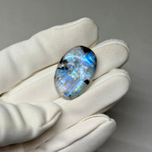 Load image into Gallery viewer, Rainbow Moonstone Cabochon with Tourmaline 31.95ct
