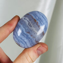 Load image into Gallery viewer, Unusual Super Gemmy Blue Lace Agate Palmstone
