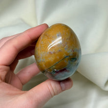 Load image into Gallery viewer, Speckled Sea Jasper Egg with Pyrite Sprinkles
