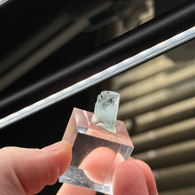 Load image into Gallery viewer, Aquamarine Specimen with Black Tourmaline on Stand F
