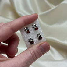 Load image into Gallery viewer, Sterling Silver Garnet Paw Studs
