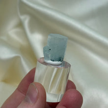 Load image into Gallery viewer, Aquamarine Specimen with Black Tourmaline on Stand C
