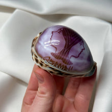 Load image into Gallery viewer, Purple Cowrie with Painted Gemini Zodiac Design

