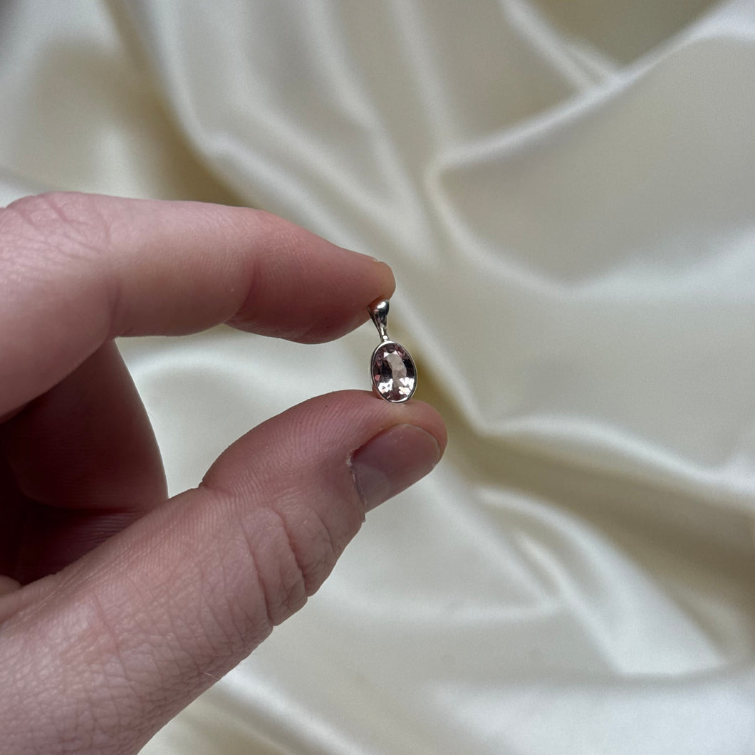 Sterling Silver Pink Tourmaline Pendant E