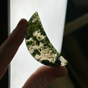 Moss Agate Moon Carving D