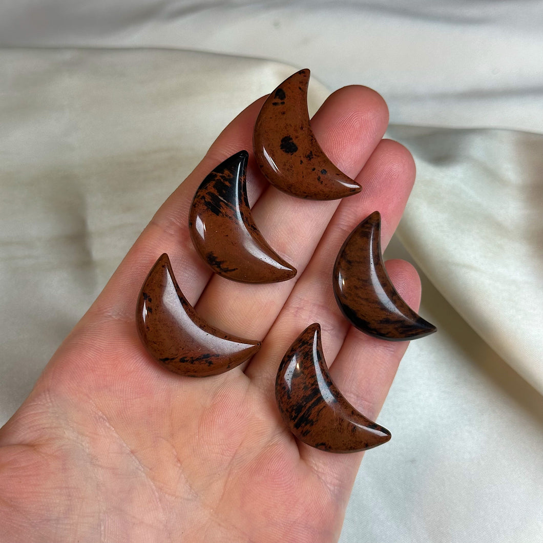 Mahogany Obsidian Moon Carvings