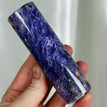 Load image into Gallery viewer, Super Chatoyant Charoite Cylinder Carving (7.9oz)
