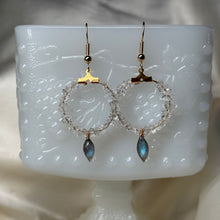 Load image into Gallery viewer, Gold-Fill Quartz and Labradorite Beaded Earrings
