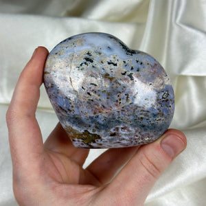 Large Pastel Sea Jasper Heart Carving