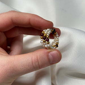 Wraparound Pearl + Garnet Beaded Rings
