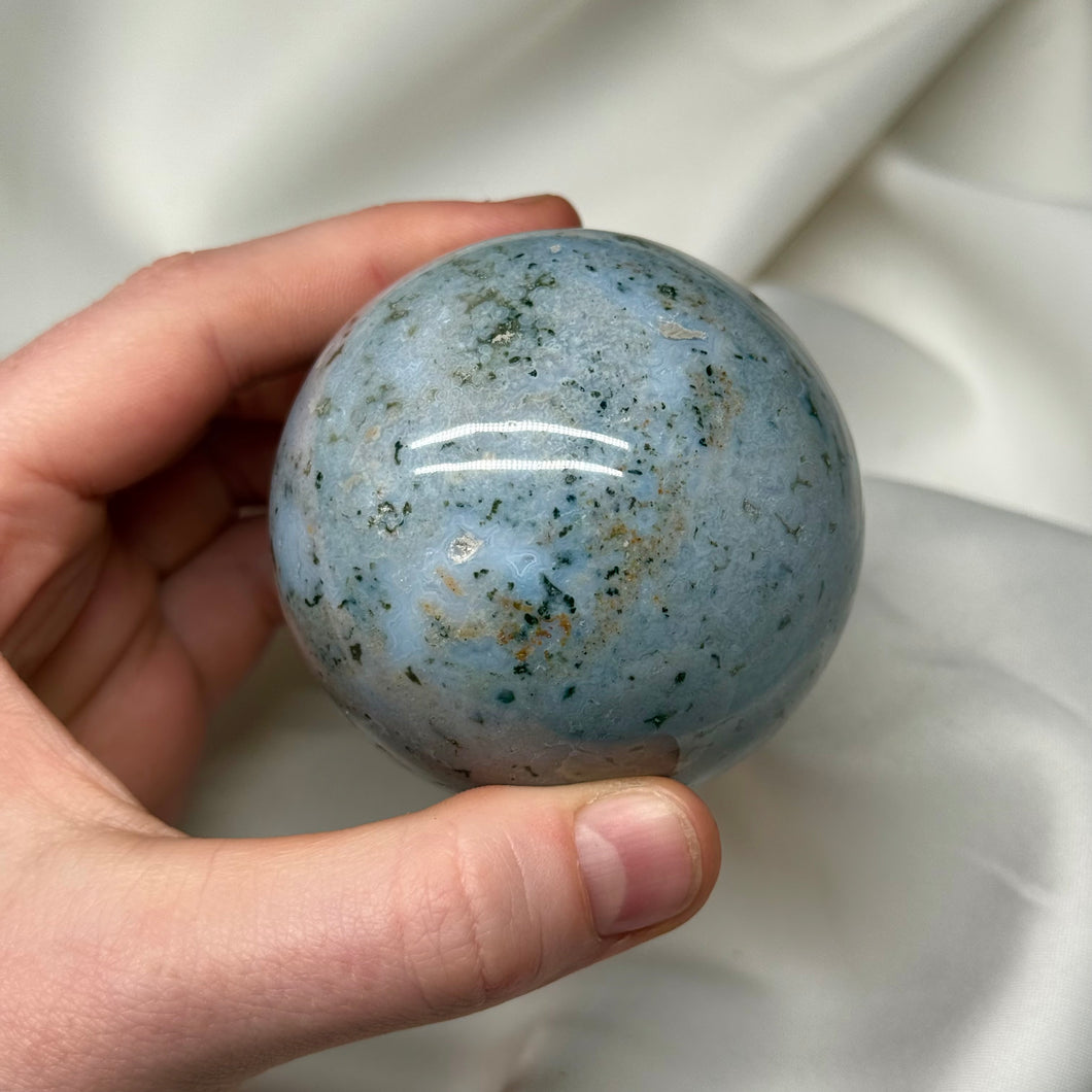 Dusty Baby Blue Sea Jasper Sphere