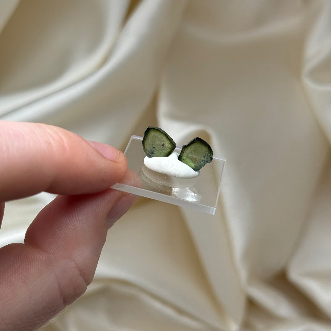Green Tourmaline Slice Pair C