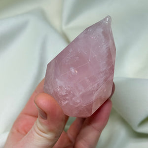 Rose Quartz Faceted Flame Carving A