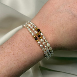 Wraparound Pearl + Garnet Beaded Bracelets