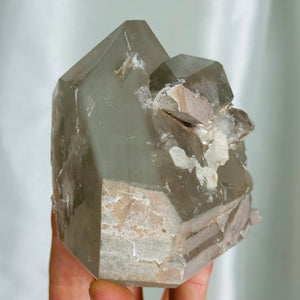 XL Lithium x Chlorite Quartz Partially Polished Tower with Floating DT (1lb 5oz)