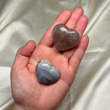 Load image into Gallery viewer, Agate &amp; Blue Rose Quartz Heart Carvings (choose your own)

